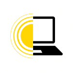 11 design logo - half sun and half laptop