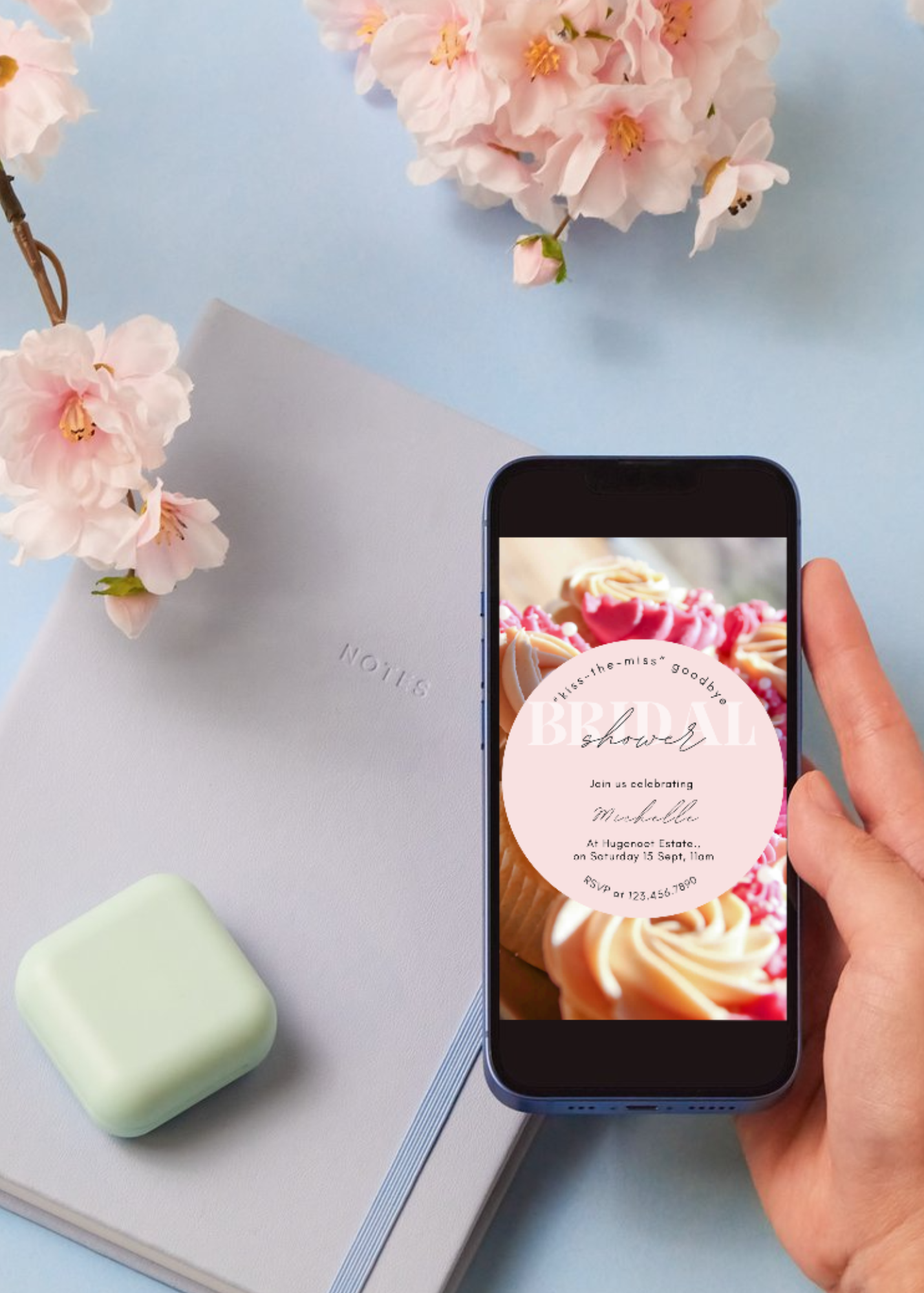 bridalShower mockup bridal shower invitation mockup: invite on mobile phone